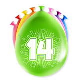 Ballonnen 14 Jaar Meerkleurig 8st